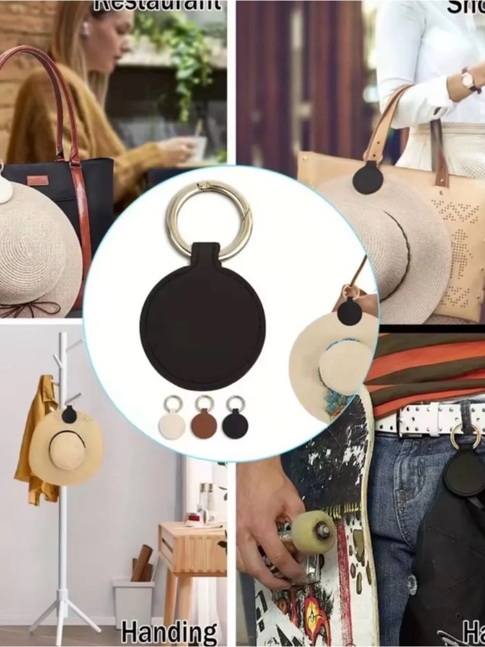 Magnetic Hat Clip Keychain Travel Hat Holder Black & Gold